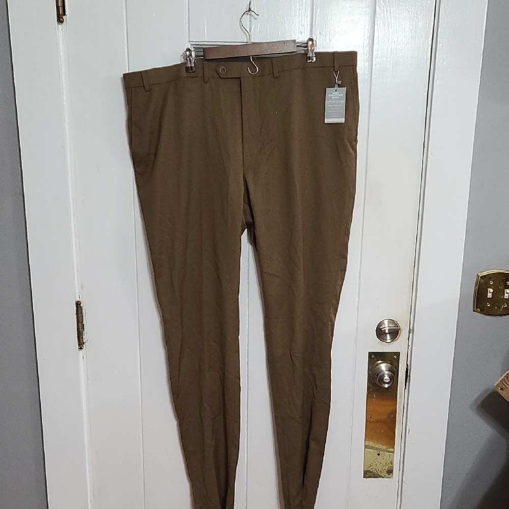 Nwt Hart Schaffner Marx Mens 100% Wool Pants Chocolate Brown Unhemmed 46 R